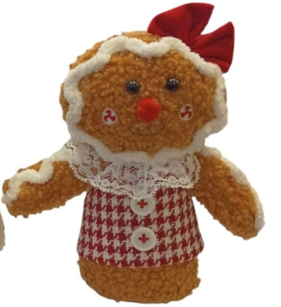 Fabric Sitting Gingerbread Man Décor 11x6x20cm