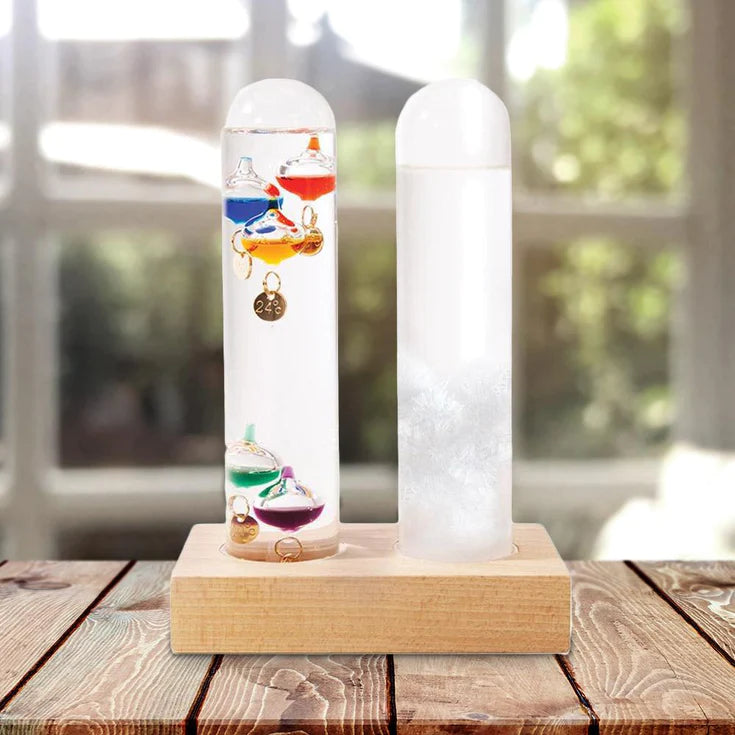 IsGift Dual Weather Station | Storm Glass & Galileo Thermometer