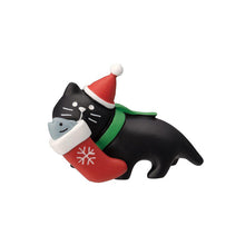 Load image into Gallery viewer, Decole Concombre Figurine - Christmas in Mushroom Forest - Black Cat Carrying Socks
