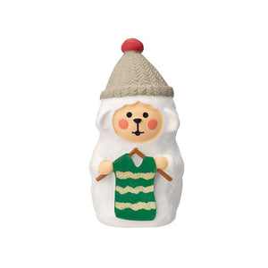 Decole Concombre Figurine - Christmas in Mushroom Forest - Knitting Sheep