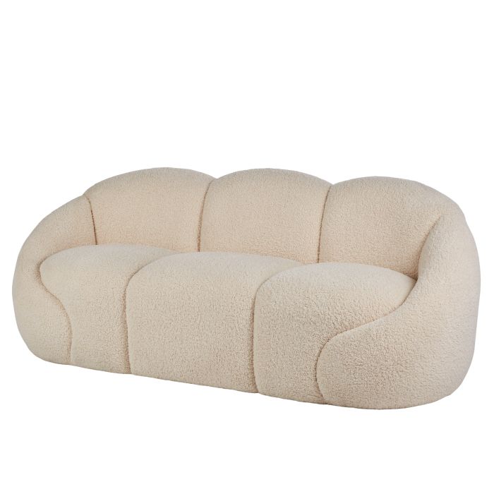 Isalbi Amalfi Formes Teddy Bear Curved 3 Seater Sofa Off White 200x84x76cm
