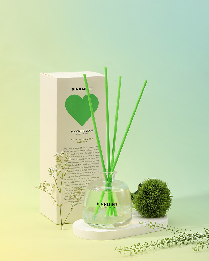 Pinkmint Candle Blooming Solo Reed Diffuser Crystal Infused