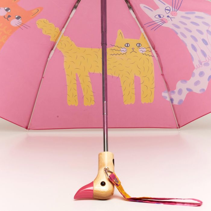 Original Duckhead Duck Umbrella Compact - Fuchsia Arty Cats 5x7x35cm
