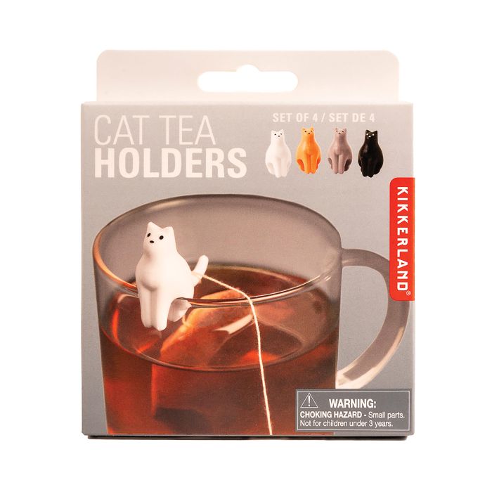 Kikkerland Cat Tea Bag Holders 4pcs Set Multi-Coloured 1.7x3.5x3cm