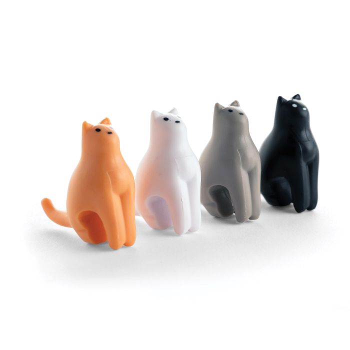 Kikkerland Cat Tea Bag Holders 4pcs Set Multi-Coloured 1.7x3.5x3cm