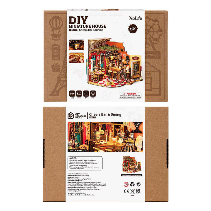 Robotime Rolife Cheers Bar & Dining DIY Miniature House DG173
