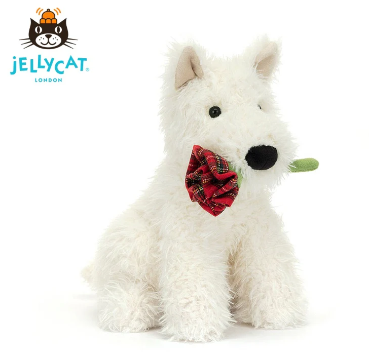 Jellycat Munro Scottie Dog Holding Rose 25cm