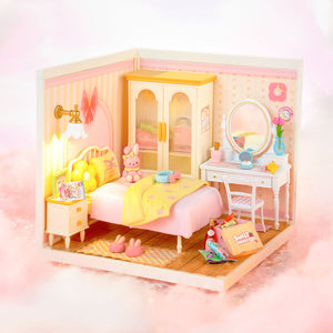 Robotime Rolife Lovely Pink Bedroom DIY Miniature House DW016