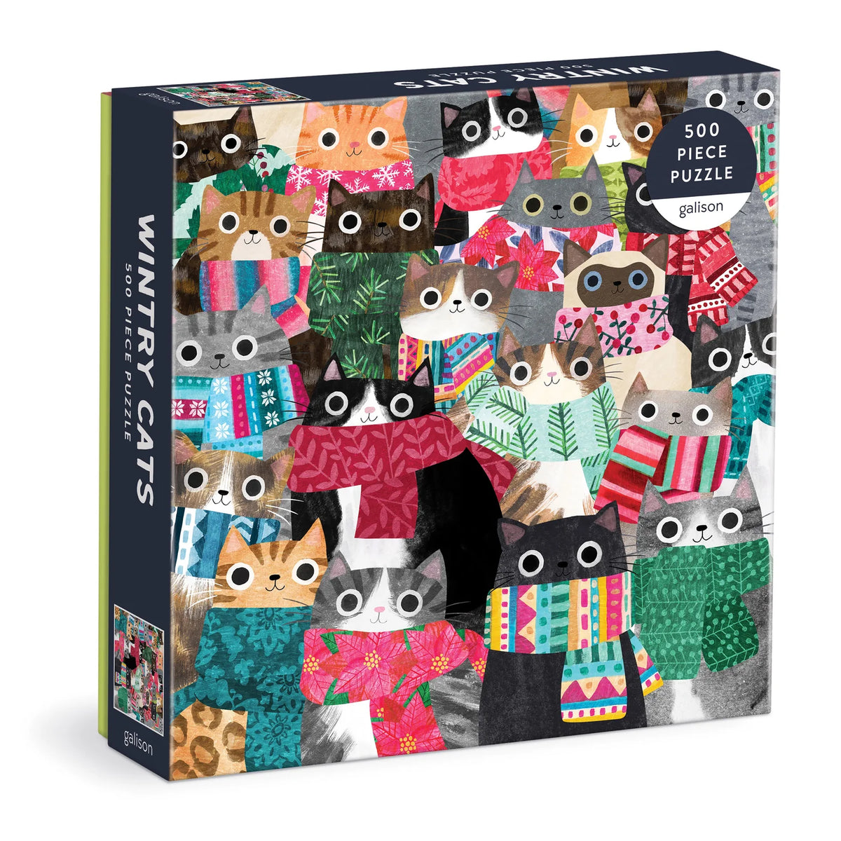 Galison Wintry Cats Puzzle 500pcs Multi-Coloured