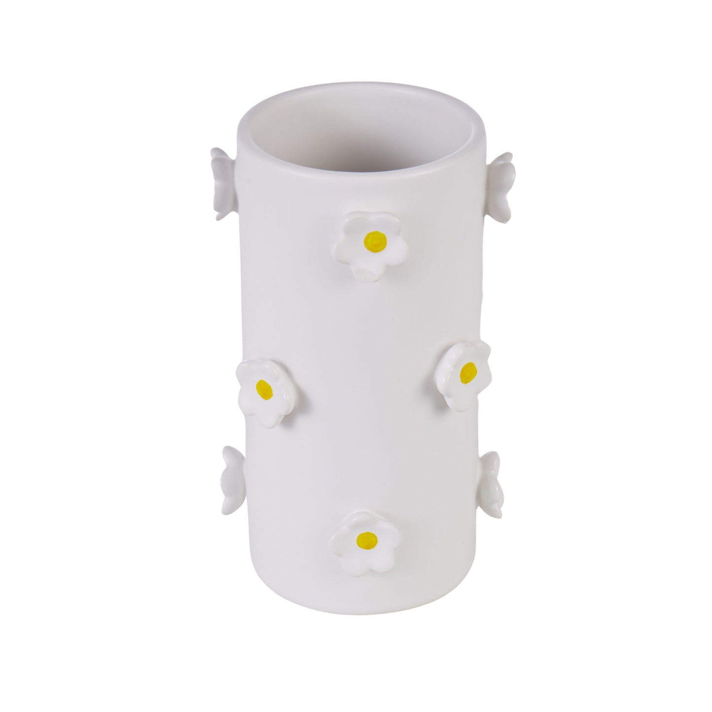 Emporium Daisy Vase White & Yellow 9.5x9.5x16cm
