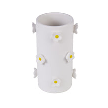 Load image into Gallery viewer, Emporium Daisy Vase White &amp; Yellow 9.5x9.5x16cm
