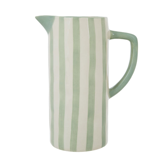 Emporium Hollis Ceramic Jug White & Green Stripe 16x9x20cm