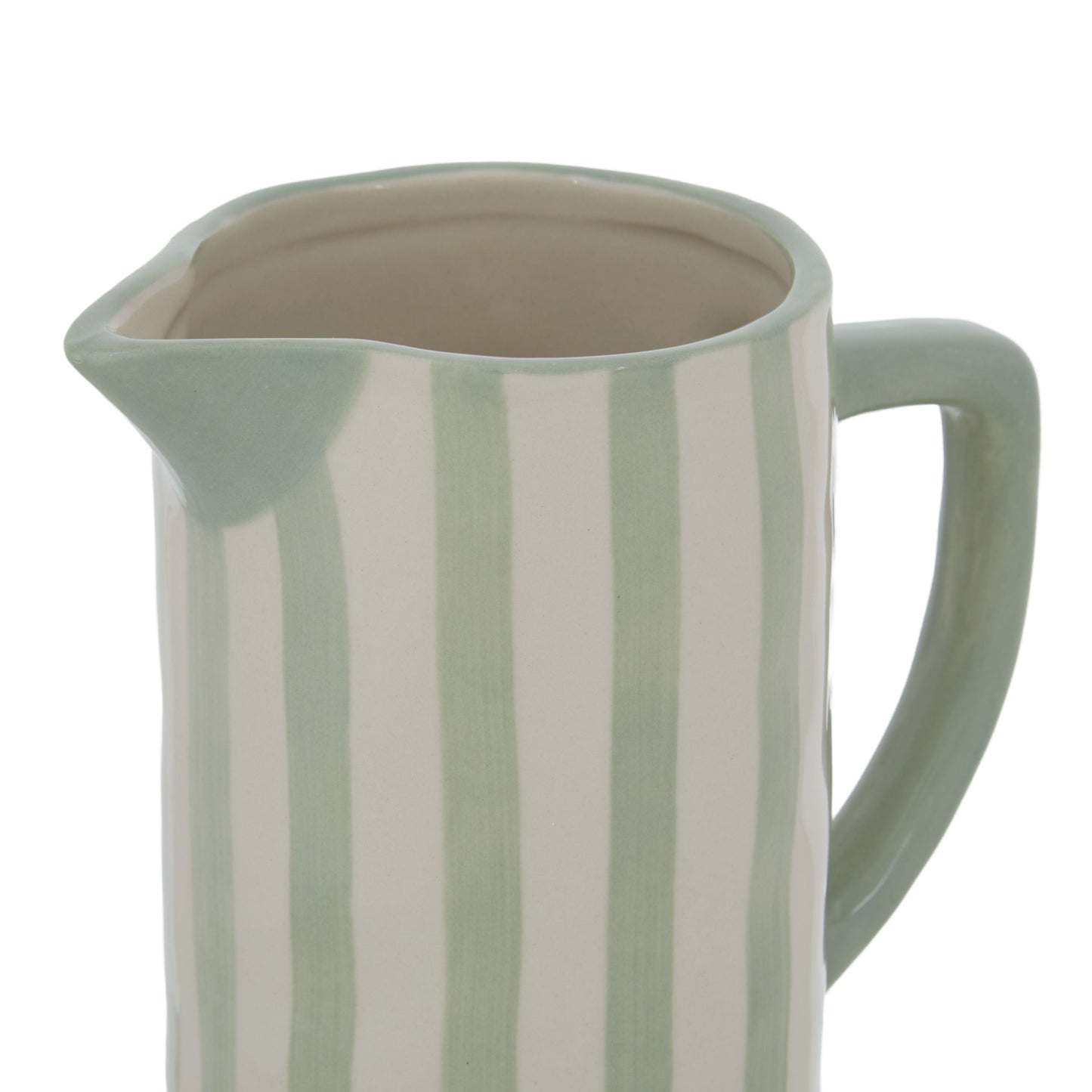 Emporium Hollis Ceramic Jug White & Green Stripe 16x9x20cm