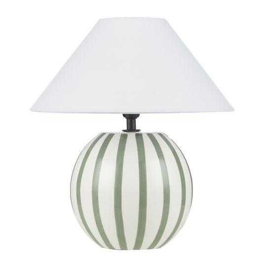 Emporium Arya Stripe Ceramic Table Lamp Green 25x25x28cm