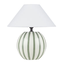 Load image into Gallery viewer, Emporium Arya Stripe Ceramic Table Lamp Green 25x25x28cm
