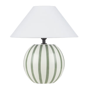 Emporium Arya Stripe Ceramic Table Lamp Green 25x25x28cm