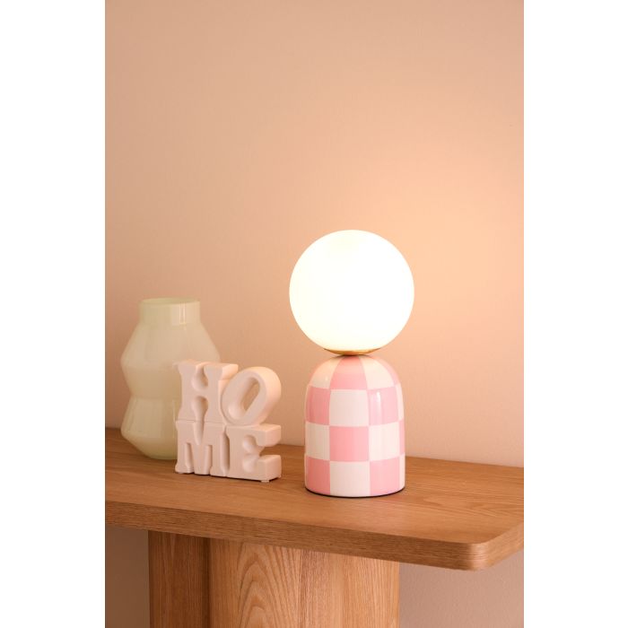 Emporium Archie Table Lamp Pink & White