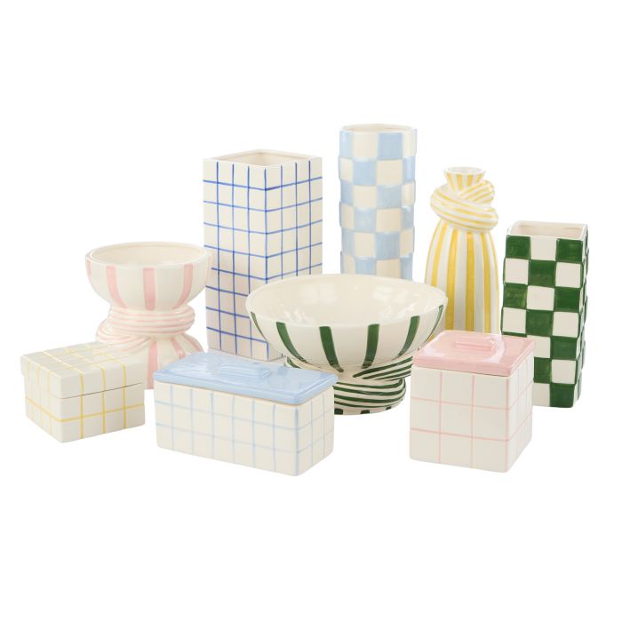 Emporium Lulu Collection Grid Vase Square Blue