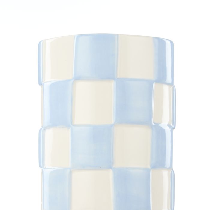 Emporium Lulu Collection Check Vase Round Blue