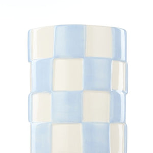 Emporium Lulu Collection Check Vase Round Blue