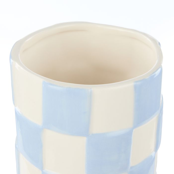 Emporium Lulu Collection Check Vase Round Blue