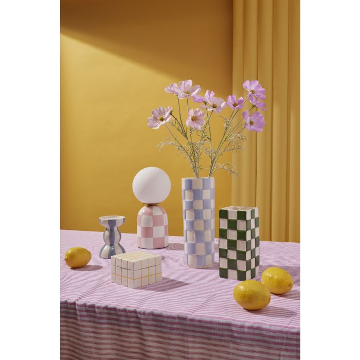 Emporium Lulu Collection Check Vase Round Blue
