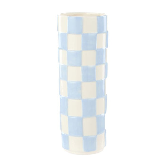 Emporium Lulu Collection Check Vase Round Blue