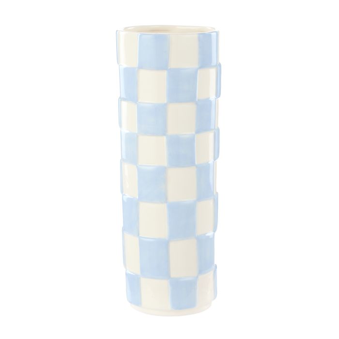 Emporium Lulu Collection Check Vase Round Blue