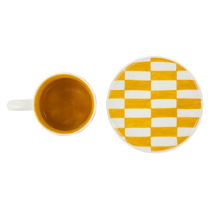 Emporium Check Mug & Plate Set Blue & Orange