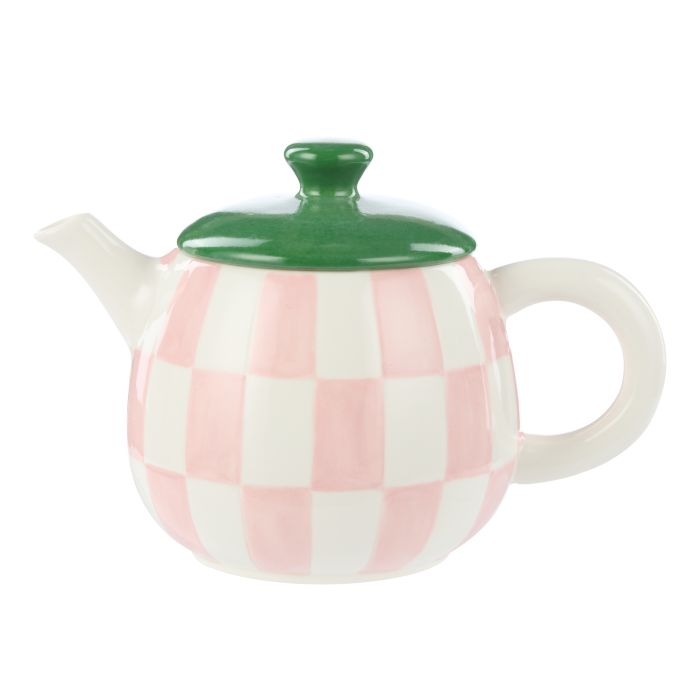 Emporium Check Teapot 700ml Pink & Green