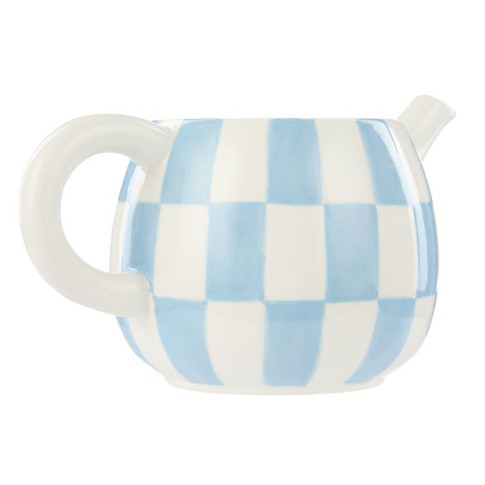 Emporium Check Teapot 700ml Blue & Orange