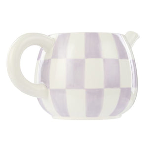 Emporium Check Teapot 700ml Lilac & Navy