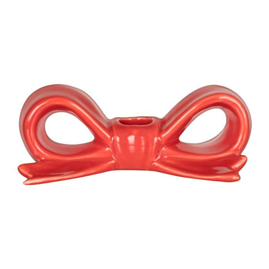 Emporium Saylor Bow Candle Holder Red 14.5x8x5.3cm