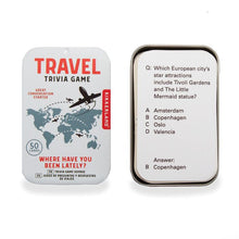 Load image into Gallery viewer, Kikkerland Travel Trivia Tin Multi-Coloured 6x2x10cm
