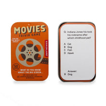 Load image into Gallery viewer, Kikkerland Movies Trivia Tin Black 6x1.75x9.5cm

