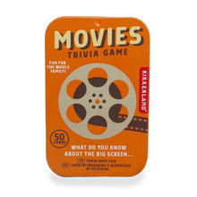 Load image into Gallery viewer, Kikkerland Movies Trivia Tin Black 6x1.75x9.5cm
