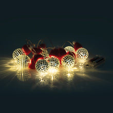 Load image into Gallery viewer, Discovery Zone Illuminate String Lights Santa Hat Disco Ball Silver &amp; Red
