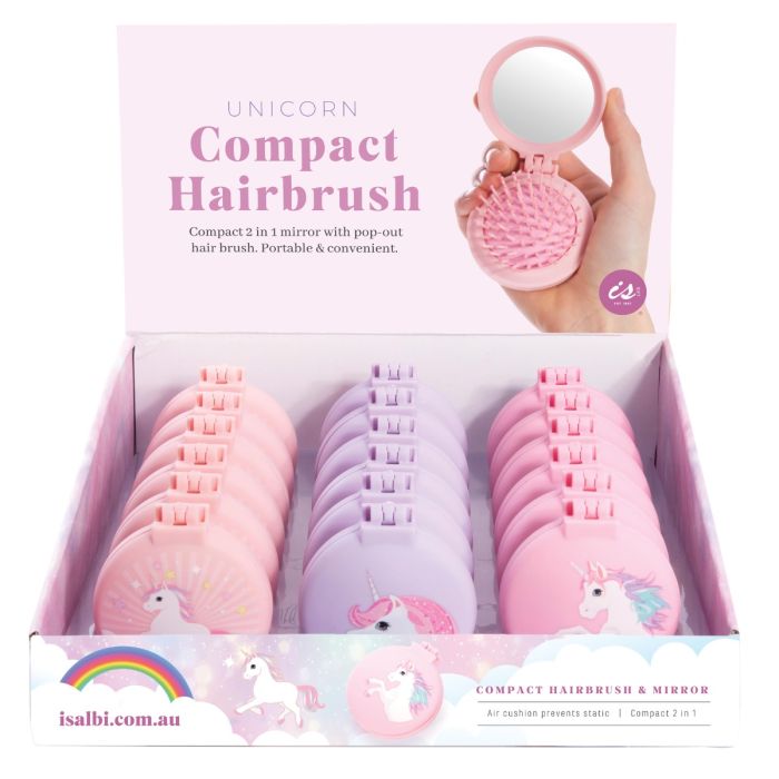 Compact Hairbrush/Mirror Unicorn