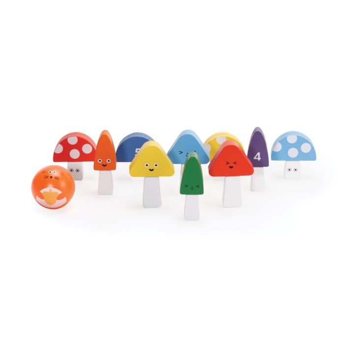 Kikkerland It's a Strike Mini Mushroom Bowling Multi-Coloured 15x5x11cm