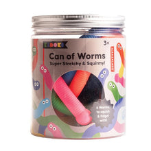 Load image into Gallery viewer, Kikkerland Kidoki Can of Worms Multi-Coloured 9.5x9.5x11.7cm
