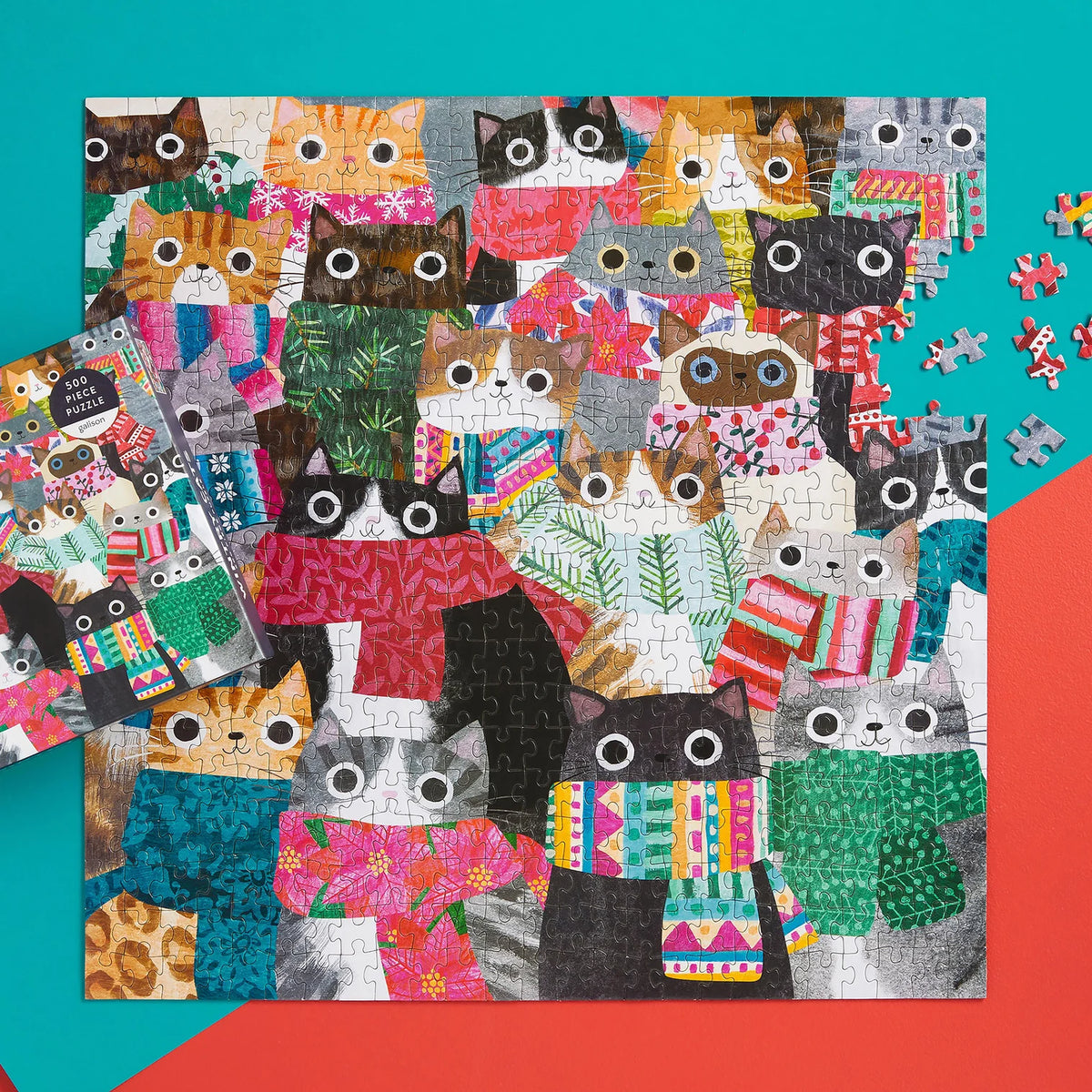 Galison Wintry Cats Puzzle 500pcs Multi-Coloured