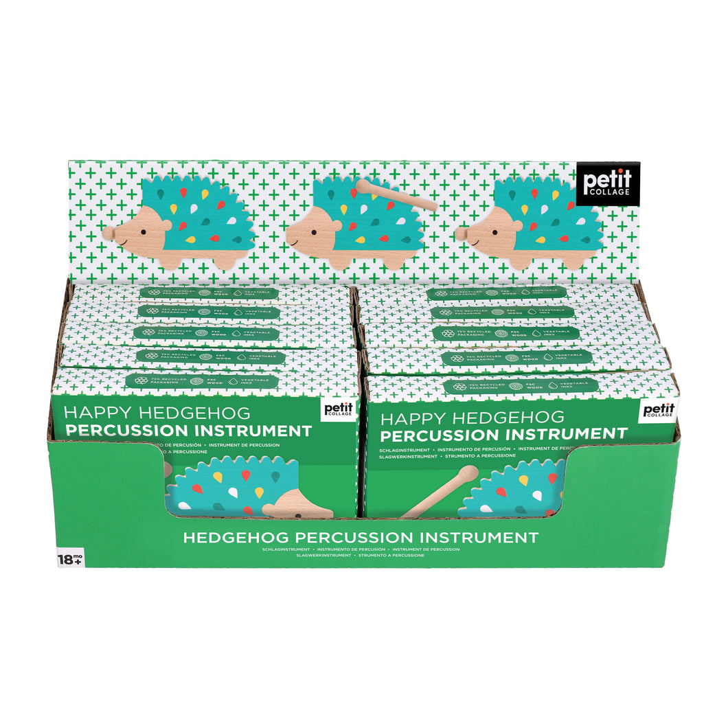 Petit Collage Happy Hedgehog Percussion Instrument 14x1x8cm