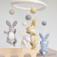 Load image into Gallery viewer, Tara Treasures - Nursery Cot Mobile - Dancing Hares
