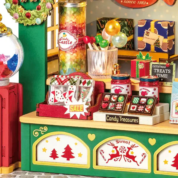Robotime Christmas Candy Stand DIY 3D Wooden Puzzle - DS043 | with LED Lights & Music Box