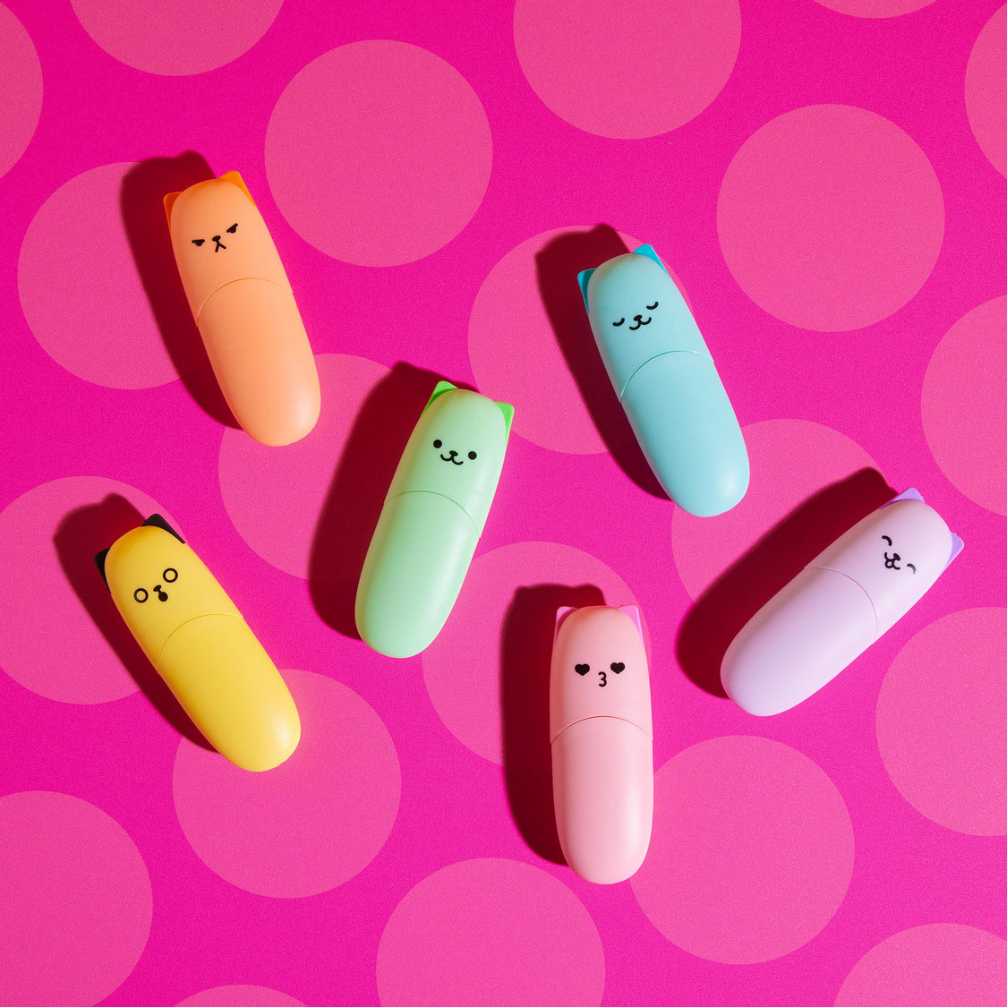 Mustard Kitty Cats Highlighters Multi-Coloured 3x1.5x8cm