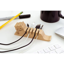 Load image into Gallery viewer, Kikkerland Kitty Cable Organiser Natural 12x2.5x6.5cm

