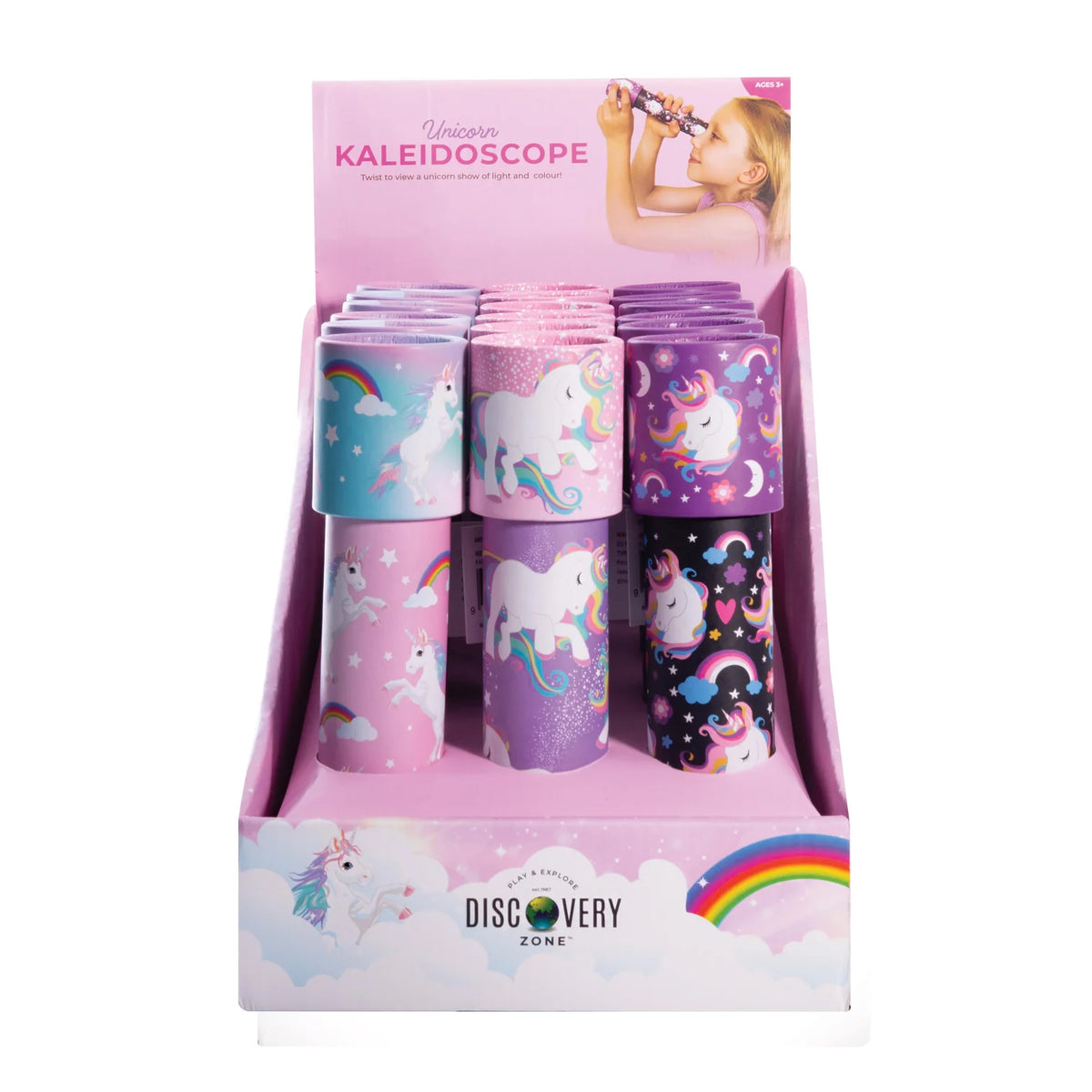 Discovery Zone Kaleidoscopes - Unicorn Fantasy CDU 18pcs/3 Assorted