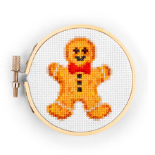 Load image into Gallery viewer, Kikkerland Mini Cross Stitch Kit Gingerbread 9x1.5x10cm
