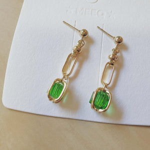 Luninana Earrings - Golden Green Crystal Earrings YX018