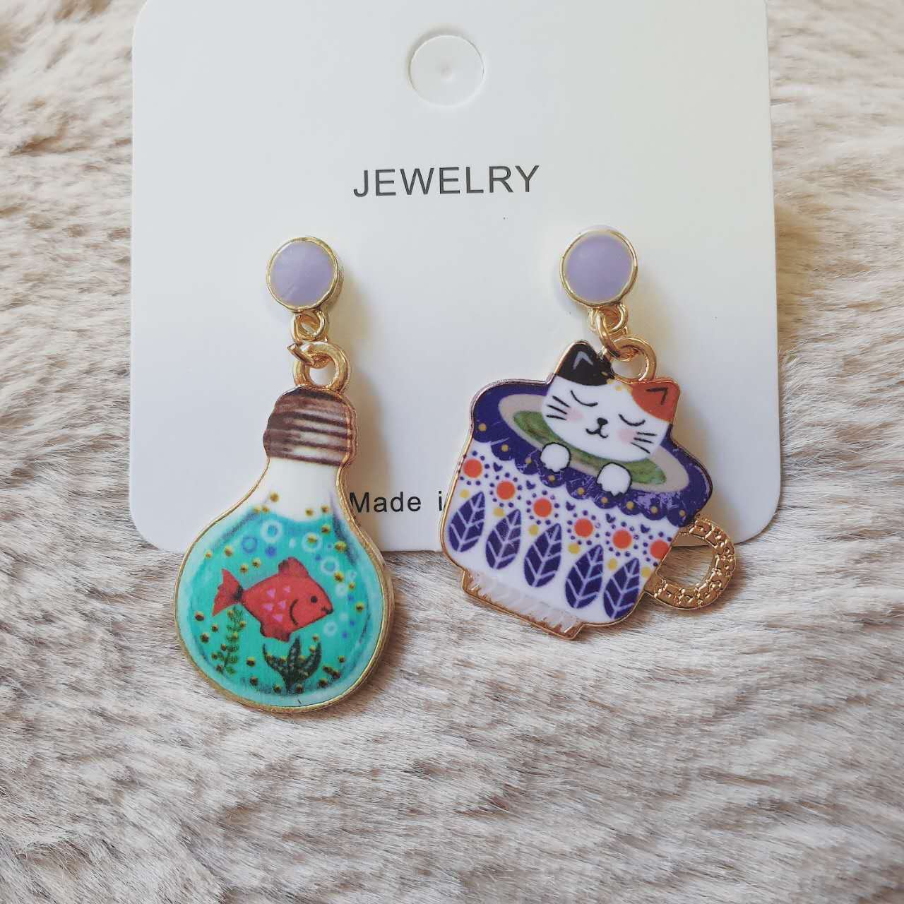 Luninana Earrings - Happy Cat Earrings - Calico XJ003